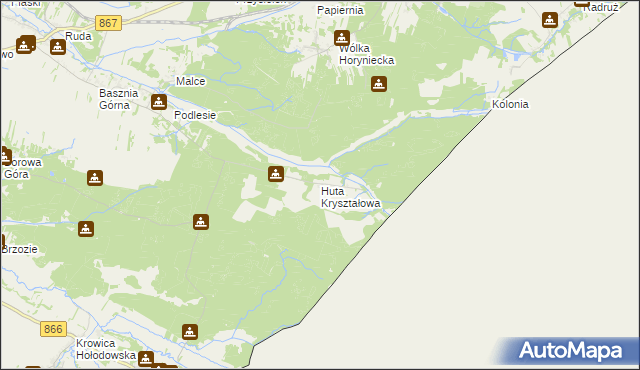 mapa Huta Kryształowa, Huta Kryształowa na mapie Targeo