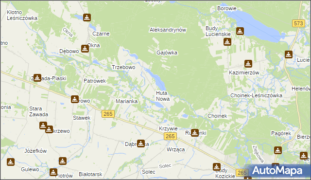 mapa Huta Nowa gmina Gostynin, Huta Nowa gmina Gostynin na mapie Targeo