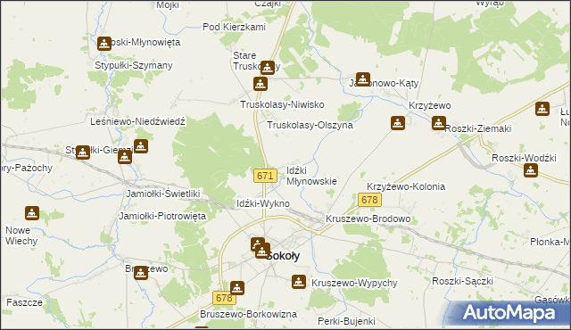 mapa Idźki Młynowskie, Idźki Młynowskie na mapie Targeo