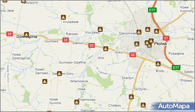 mapa Ilino, Ilino na mapie Targeo