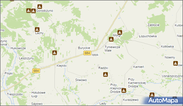mapa Istok gmina Narew, Istok gmina Narew na mapie Targeo