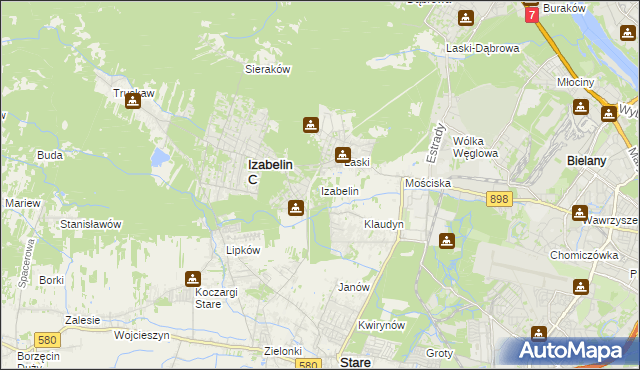 mapa Izabelin powiat warszawski zachodni, Izabelin powiat warszawski zachodni na mapie Targeo