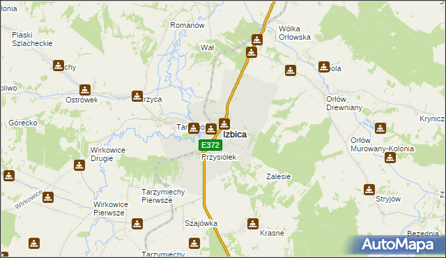 mapa Izbica powiat krasnostawski, Izbica powiat krasnostawski na mapie Targeo