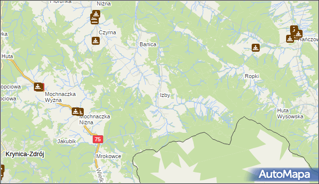 mapa Izby, Izby na mapie Targeo