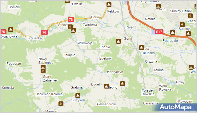 mapa Izdebnik gmina Garwolin, Izdebnik gmina Garwolin na mapie Targeo