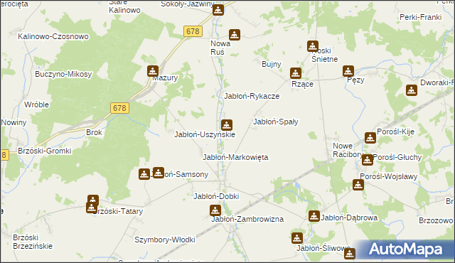 mapa Jabłoń-Zarzeckie, Jabłoń-Zarzeckie na mapie Targeo