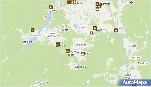 mapa Jabłonka gmina Śliwice, Jabłonka gmina Śliwice na mapie Targeo