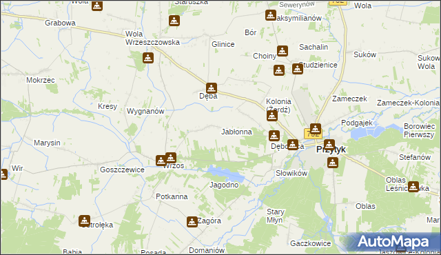 mapa Jabłonna gmina Przytyk, Jabłonna gmina Przytyk na mapie Targeo