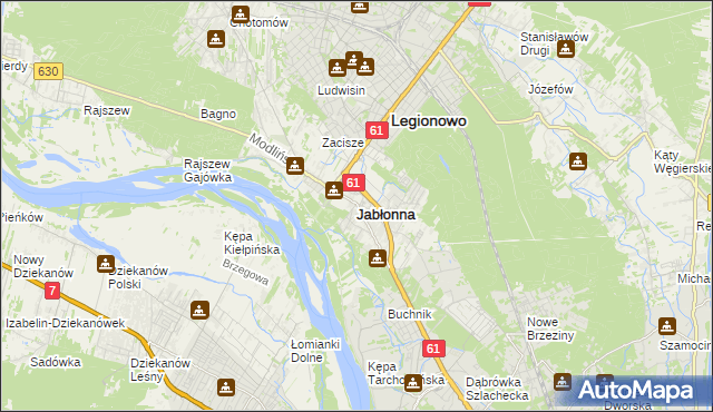 mapa Jabłonna powiat legionowski, Jabłonna powiat legionowski na mapie Targeo