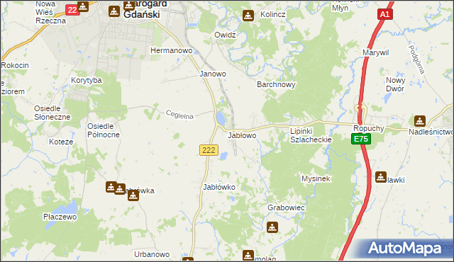 mapa Jabłowo, Jabłowo na mapie Targeo