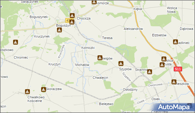 mapa Jadwigów gmina Nowe Miasto nad Wartą, Jadwigów gmina Nowe Miasto nad Wartą na mapie Targeo