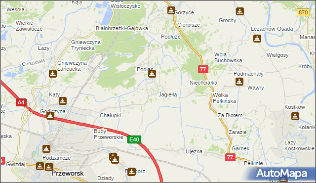 mapa Jagiełła gmina Tryńcza, Jagiełła gmina Tryńcza na mapie Targeo