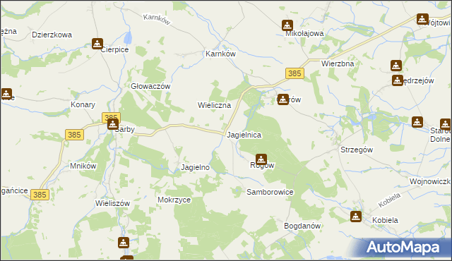 mapa Jagielnica, Jagielnica na mapie Targeo