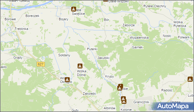 mapa Jakubiki, Jakubiki na mapie Targeo