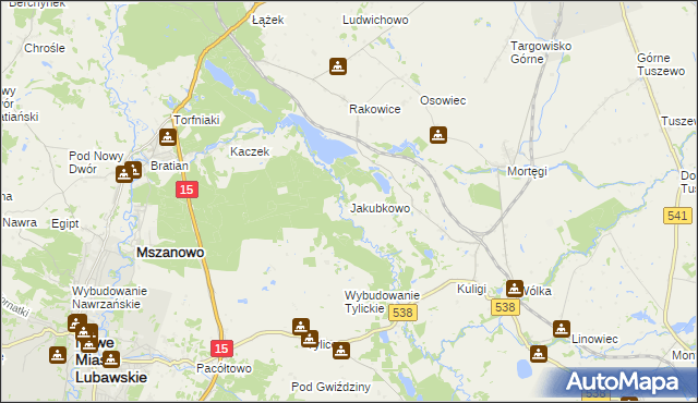 mapa Jakubkowo gmina Grodziczno, Jakubkowo gmina Grodziczno na mapie Targeo