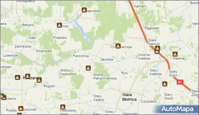 mapa Jakubów gmina Stara Błotnica, Jakubów gmina Stara Błotnica na mapie Targeo