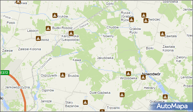 mapa Jakubówka gmina Nowodwór, Jakubówka gmina Nowodwór na mapie Targeo