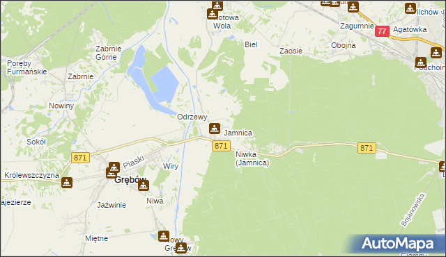 mapa Jamnica gmina Grębów, Jamnica gmina Grębów na mapie Targeo