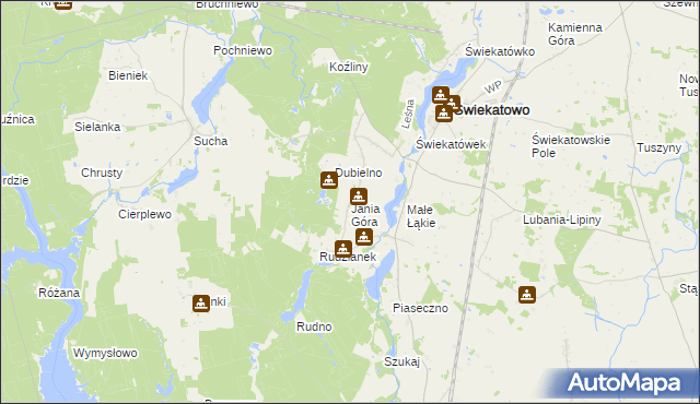 mapa Jania Góra gmina Świekatowo, Jania Góra gmina Świekatowo na mapie Targeo
