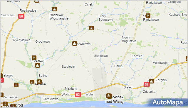 mapa Janikowo gmina Czerwińsk nad Wisłą, Janikowo gmina Czerwińsk nad Wisłą na mapie Targeo