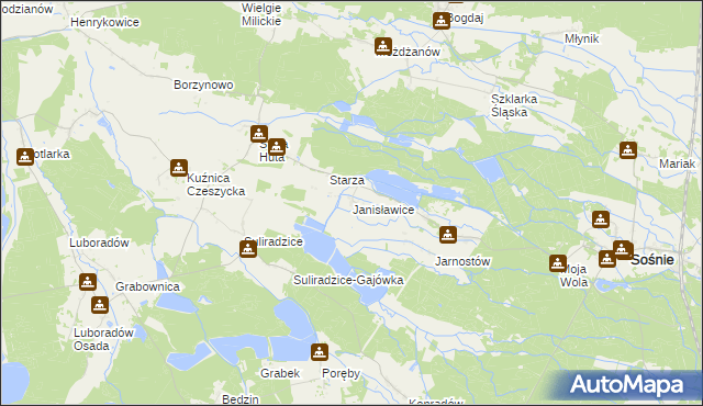 mapa Janisławice gmina Sośnie, Janisławice gmina Sośnie na mapie Targeo