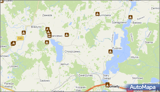 mapa Janiszewo gmina Sorkwity, Janiszewo gmina Sorkwity na mapie Targeo