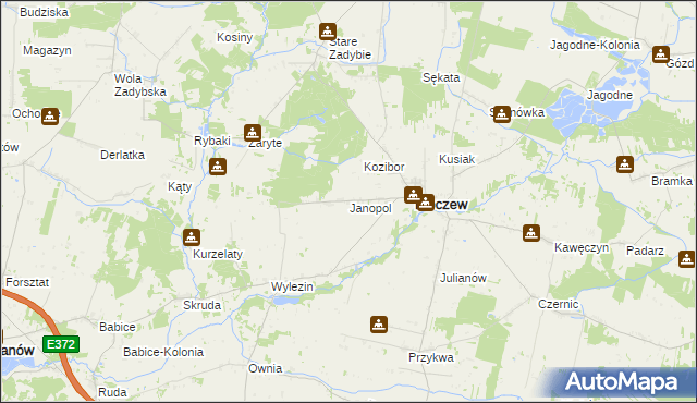 mapa Janopol gmina Kłoczew, Janopol gmina Kłoczew na mapie Targeo