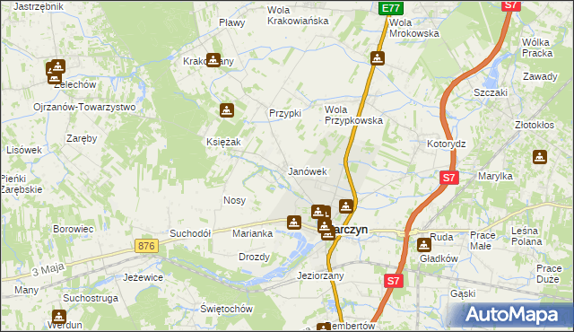 mapa Janówek gmina Tarczyn, Janówek gmina Tarczyn na mapie Targeo