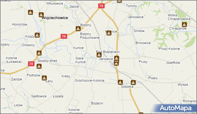 mapa Janowice gmina Ożarów, Janowice gmina Ożarów na mapie Targeo