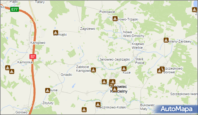 mapa Janowiec-Jastrząbki, Janowiec-Jastrząbki na mapie Targeo