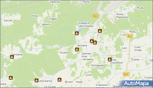 mapa Janówka gmina Biała Podlaska, Janówka gmina Biała Podlaska na mapie Targeo