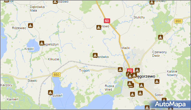 mapa Janówko gmina Węgorzewo, Janówko gmina Węgorzewo na mapie Targeo