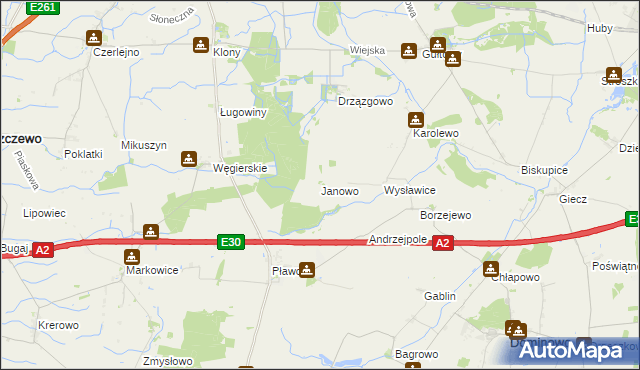 mapa Janowo gmina Dominowo, Janowo gmina Dominowo na mapie Targeo