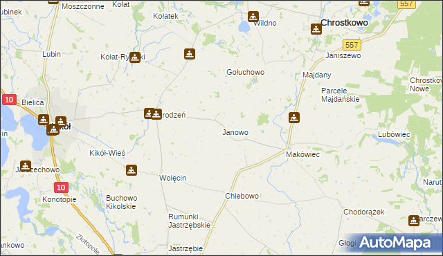 mapa Janowo gmina Kikół, Janowo gmina Kikół na mapie Targeo