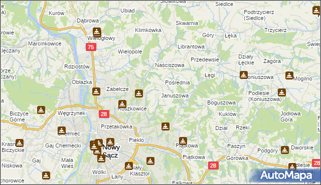 mapa Januszowa, Januszowa na mapie Targeo