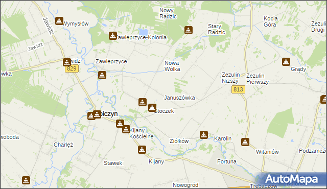 mapa Januszówka gmina Spiczyn, Januszówka gmina Spiczyn na mapie Targeo