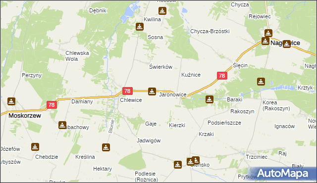 mapa Jaronowice, Jaronowice na mapie Targeo