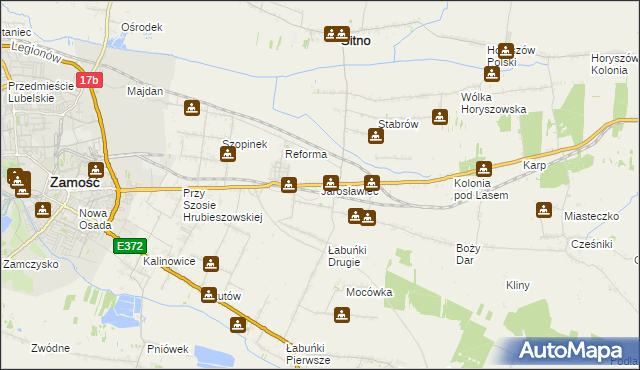 mapa Jarosławiec gmina Sitno, Jarosławiec gmina Sitno na mapie Targeo