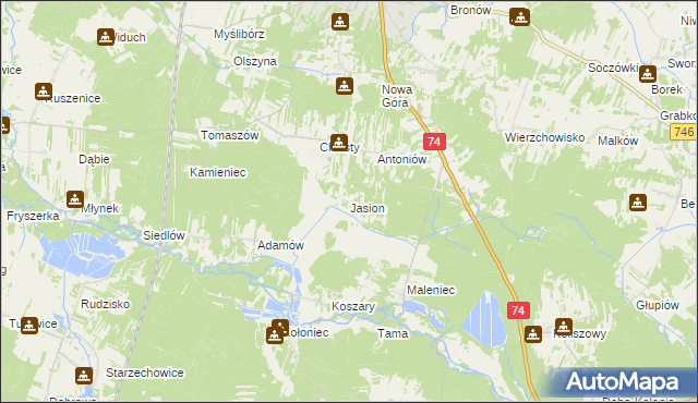 mapa Jasion, Jasion na mapie Targeo