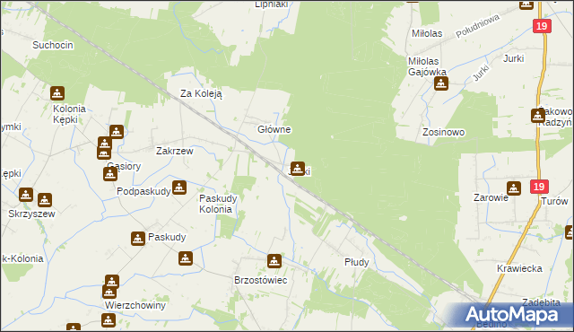 mapa Jaski gmina Radzyń Podlaski, Jaski gmina Radzyń Podlaski na mapie Targeo