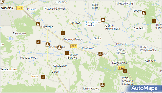 mapa Jaskółowo, Jaskółowo na mapie Targeo