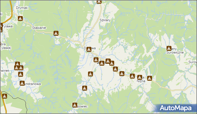 mapa Jaśliska, Jaśliska na mapie Targeo