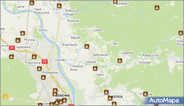 mapa Jastkowice, Jastkowice na mapie Targeo