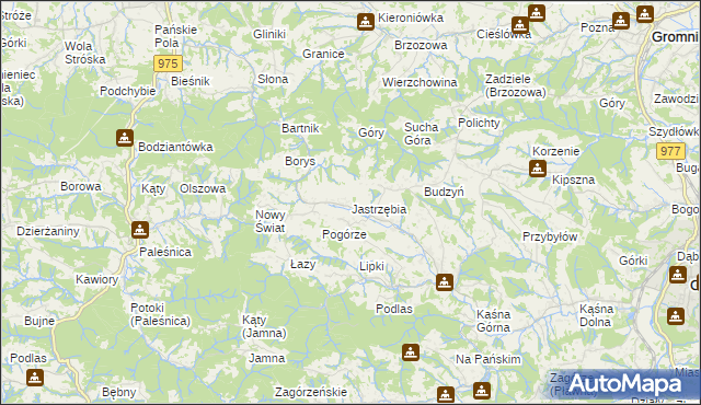 mapa Jastrzębia gmina Ciężkowice, Jastrzębia gmina Ciężkowice na mapie Targeo