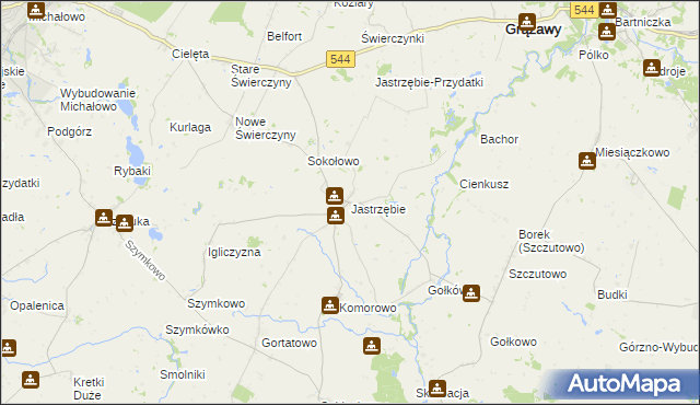 mapa Jastrzębie gmina Bartniczka, Jastrzębie gmina Bartniczka na mapie Targeo