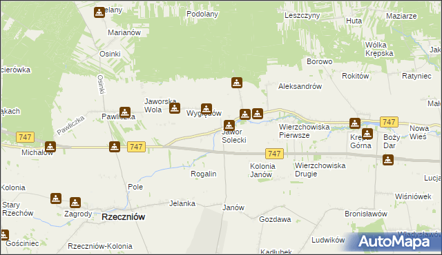 mapa Jawor Solecki, Jawor Solecki na mapie Targeo