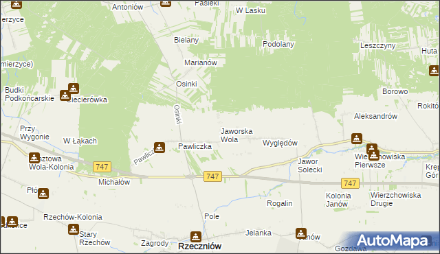 mapa Jaworska Wola, Jaworska Wola na mapie Targeo
