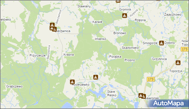 mapa Jaźwiny gmina Połczyn-Zdrój, Jaźwiny gmina Połczyn-Zdrój na mapie Targeo
