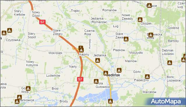 mapa Jedlanka gmina Jedlińsk, Jedlanka gmina Jedlińsk na mapie Targeo