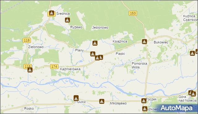 mapa Jędrzejewo gmina Czarnków, Jędrzejewo gmina Czarnków na mapie Targeo